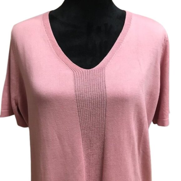 NWT Talbots Women's Layered Look Pink Sweater With polka dot mock shirt trim 1X - Picture 4 of 13